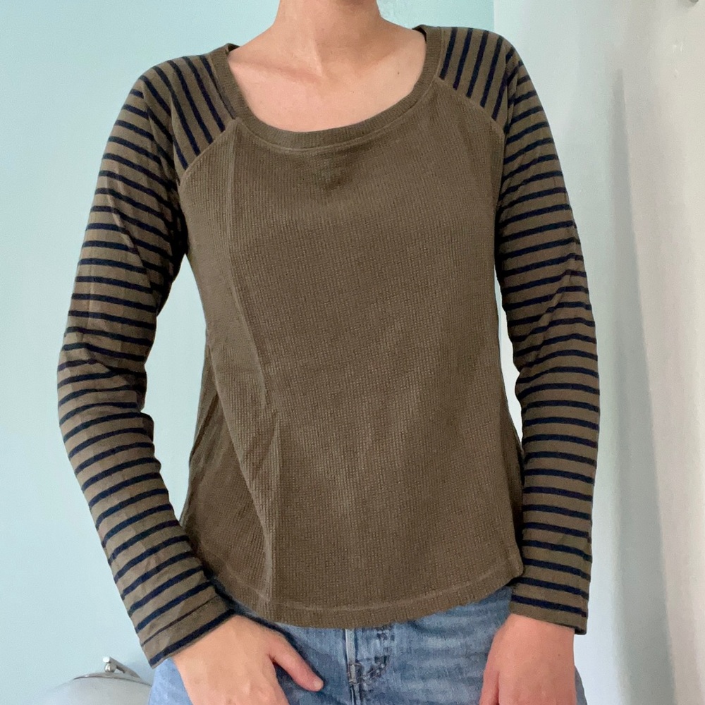 Splendid Army Green Longsleeve Striped Thermal